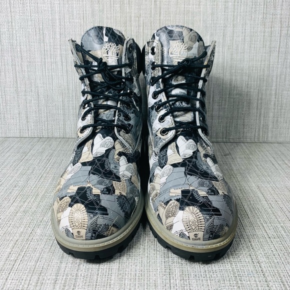 Timberland Leather Fashion Print Boots Sz 8 - Picture 2 of 6